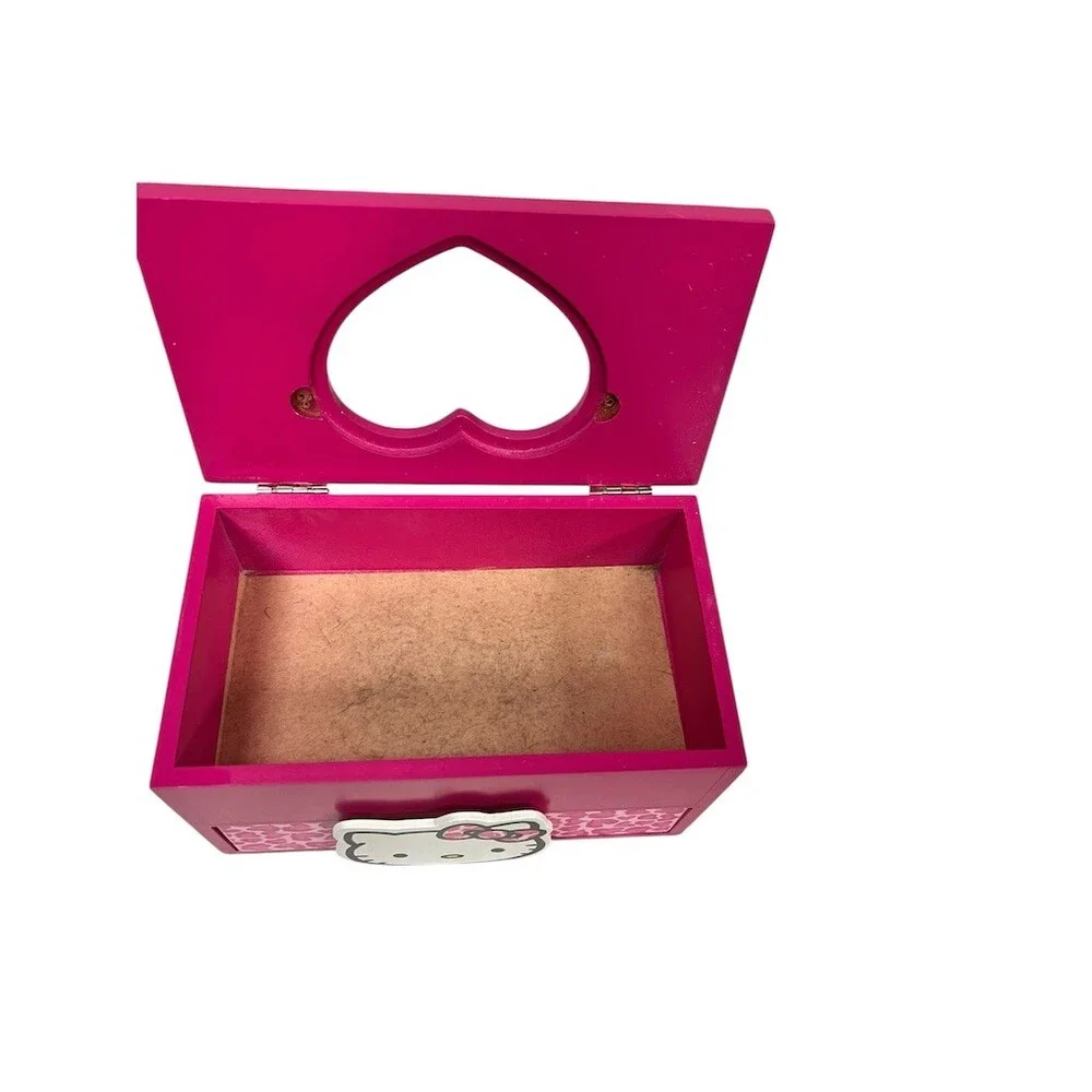 Sanrio Hello Kitty Keepsake Jewelry Box Pink Heart Cutout w/ Drawer
